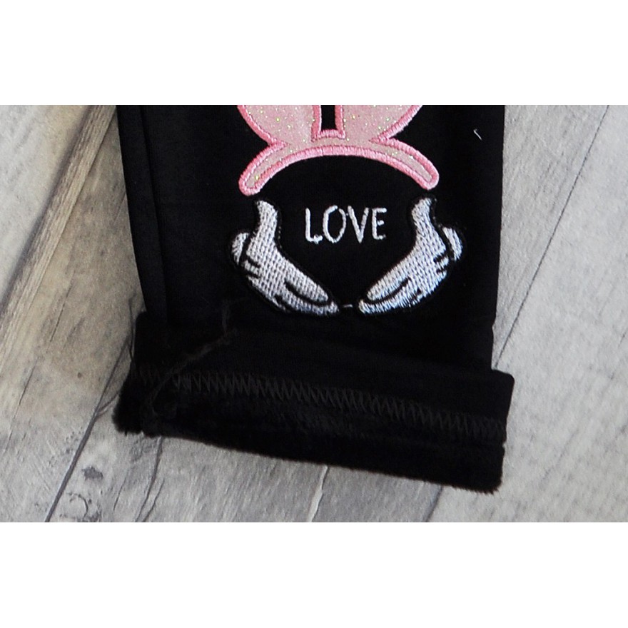 Czarne LEGGINSY KRÓLIK LOVE ocieplane GETRY na futerku