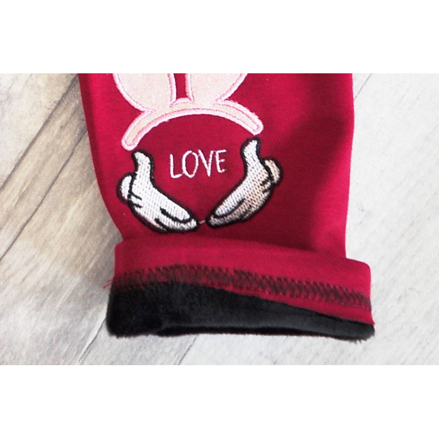 Bordowe LEGGINSY KRÓLIK LOVE ocieplane GETRY na futerku