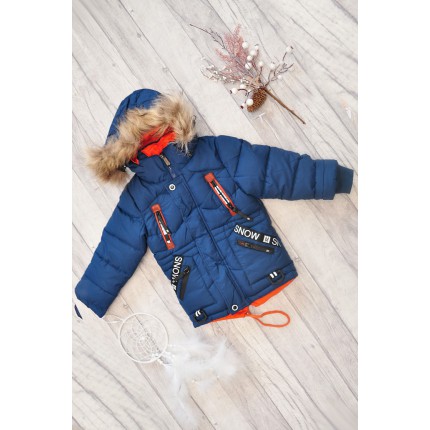 Niebieska KURTKA PUCHOWA ocieplana pikowana ZIMA