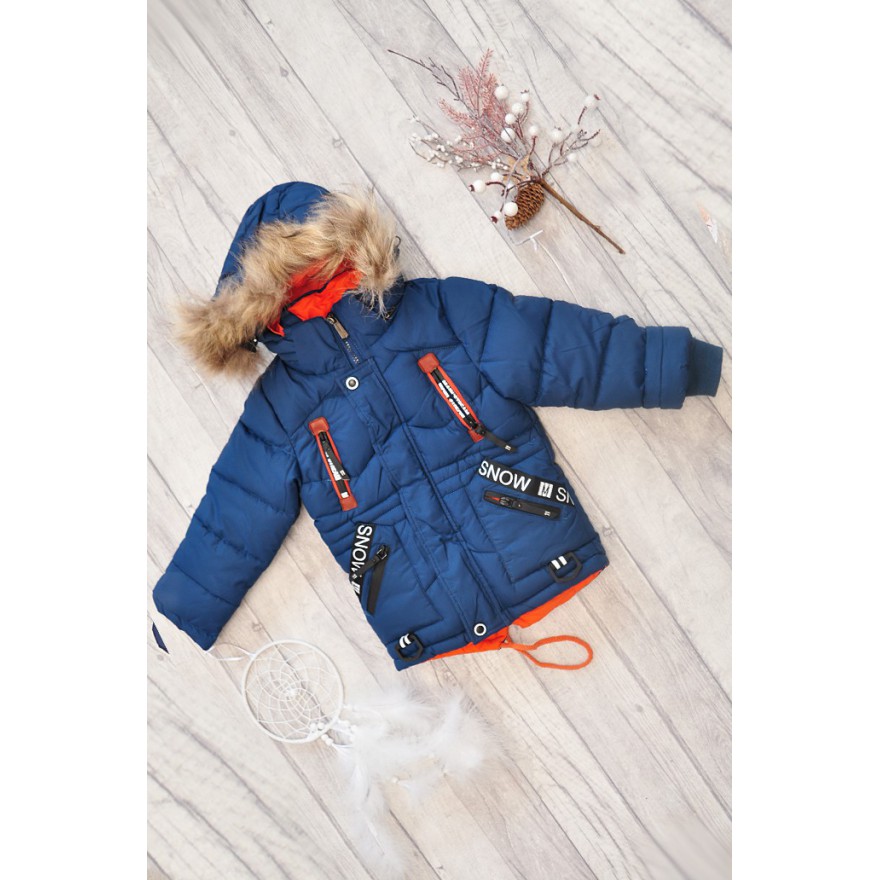 Niebieska KURTKA PUCHOWA ocieplana pikowana ZIMA