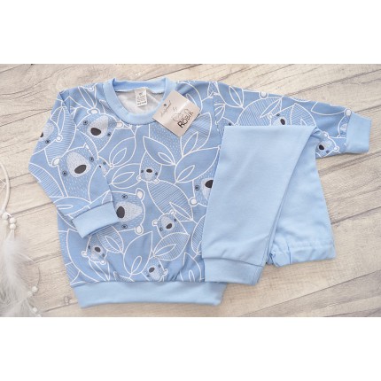 Niebieska PIŻAMA w misie piżamka długi rękaw wzór 187N