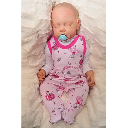 Dziewczęce ŚPIOCHY rozpinane w kroku, r. 50 WCZEŚNIAK różowe w baletnice wzór 365A