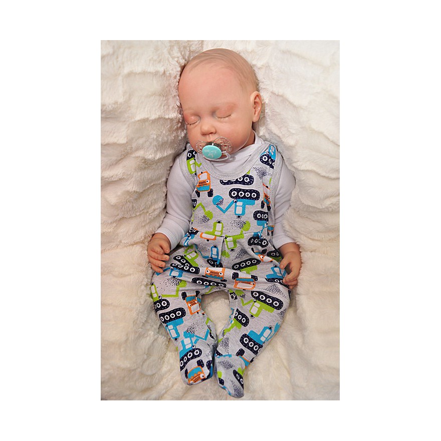 ŚPIOCHY rozpinane w kroku, szare w koparki wzór 218S