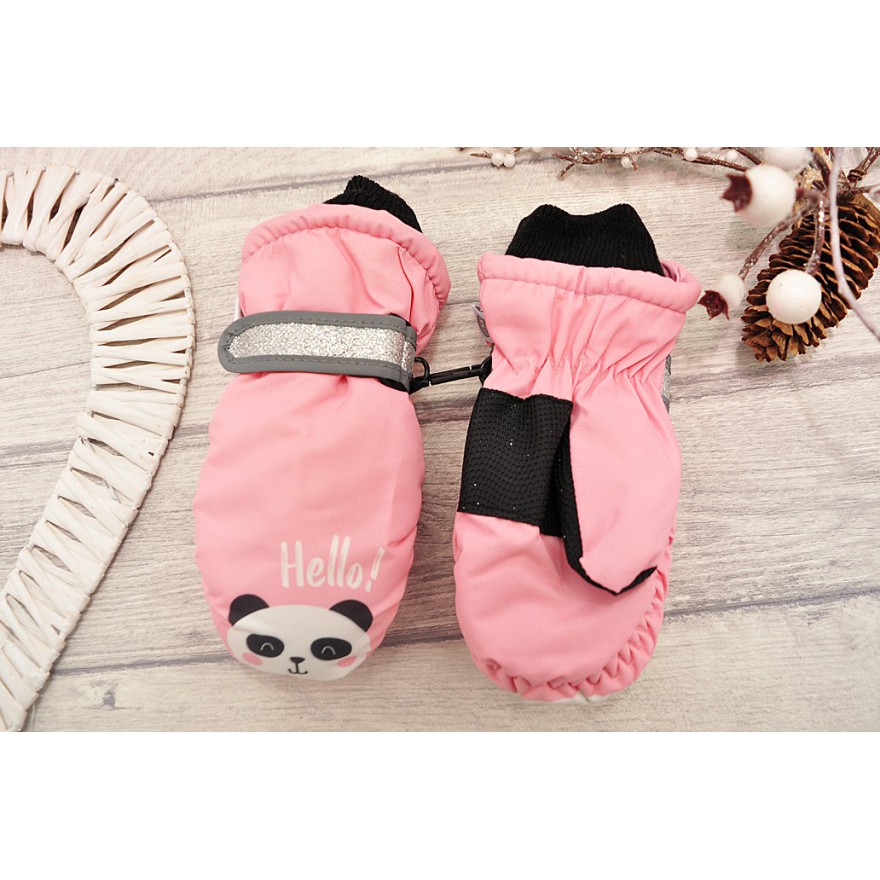 Różowe rękawiczki nieprzemakalne dziewczęce PANDA 1P 12cm