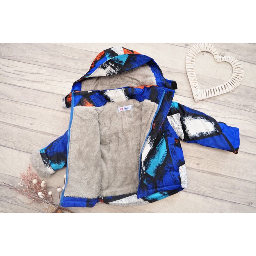 ZIMOWY KOMBINEZON dwuczęściowy na futerku wzór z pomarańczowym