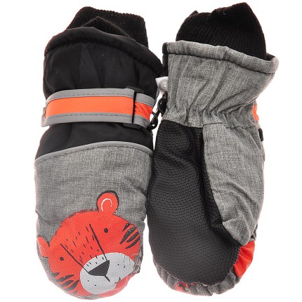 Szare rękawiczki nieprzemakalne chłopiece TYGRYS 1P 12cm