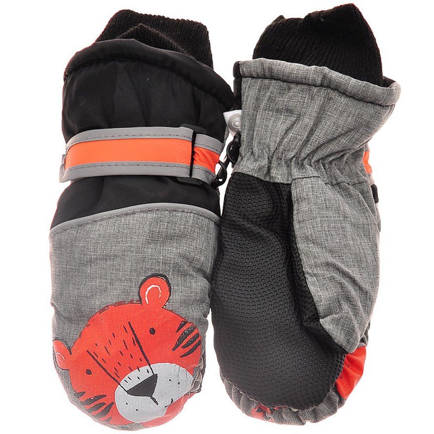 Szare rękawiczki nieprzemakalne chłopiece TYGRYS 1P 12cm