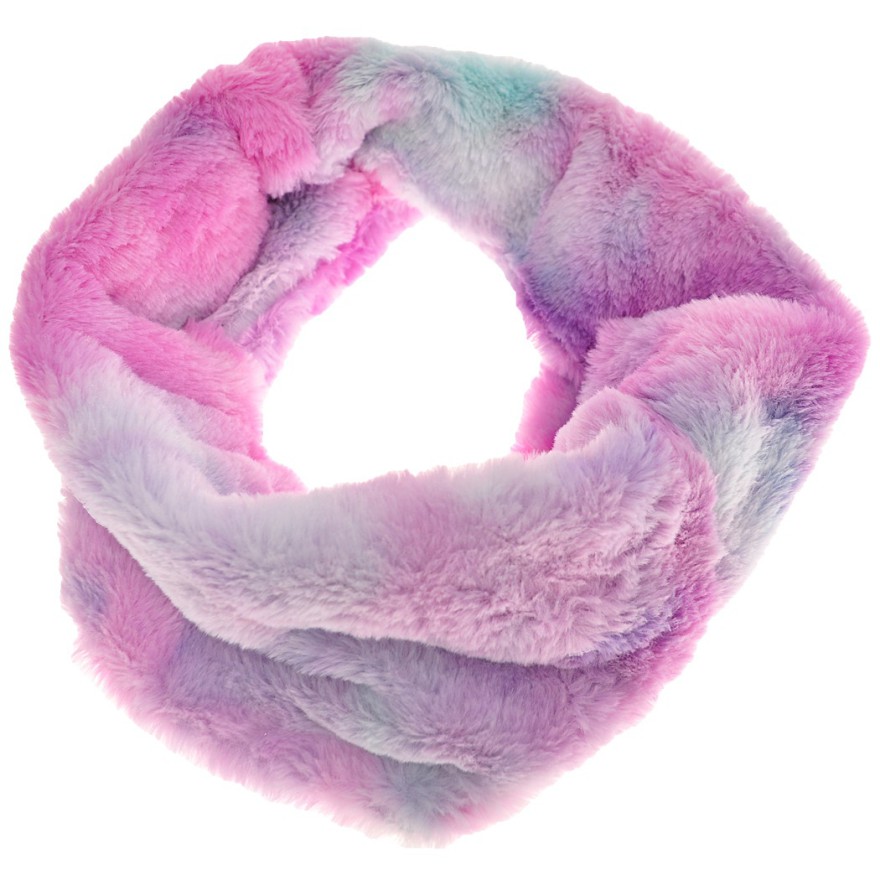 Tęczowy KOMIN ZIMOWY futrzany podwójny roz. uniwersalny