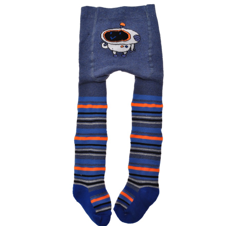 RAJSTOPY frotte niebieskie z robotem wzór 408