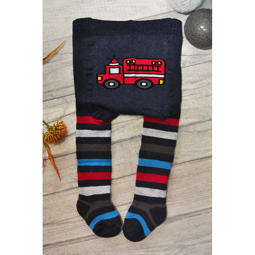 RAJSTOPY frotte granatowe z wozem strażackim wzór 387