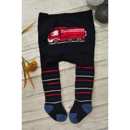 RAJSTOPY frotte granatowe z wozem strażackim wzór 400