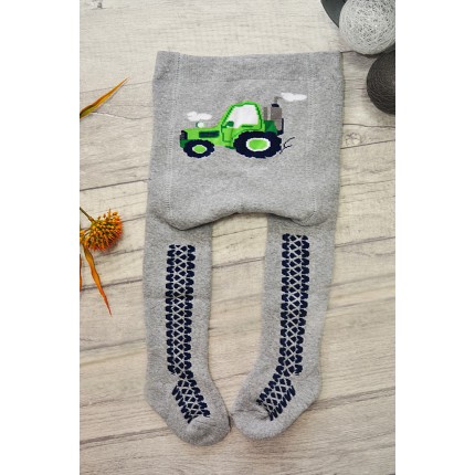RAJSTOPY frotte szare z traktorem wzór 407