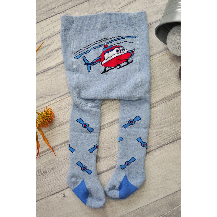 RAJSTOPY frotte niebieskie z helikopterem wzór 410