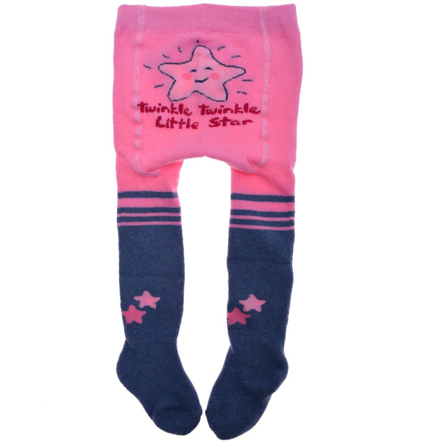 RAJSTOPY frotte granatowo-różowe z gwiazdką wzór 551