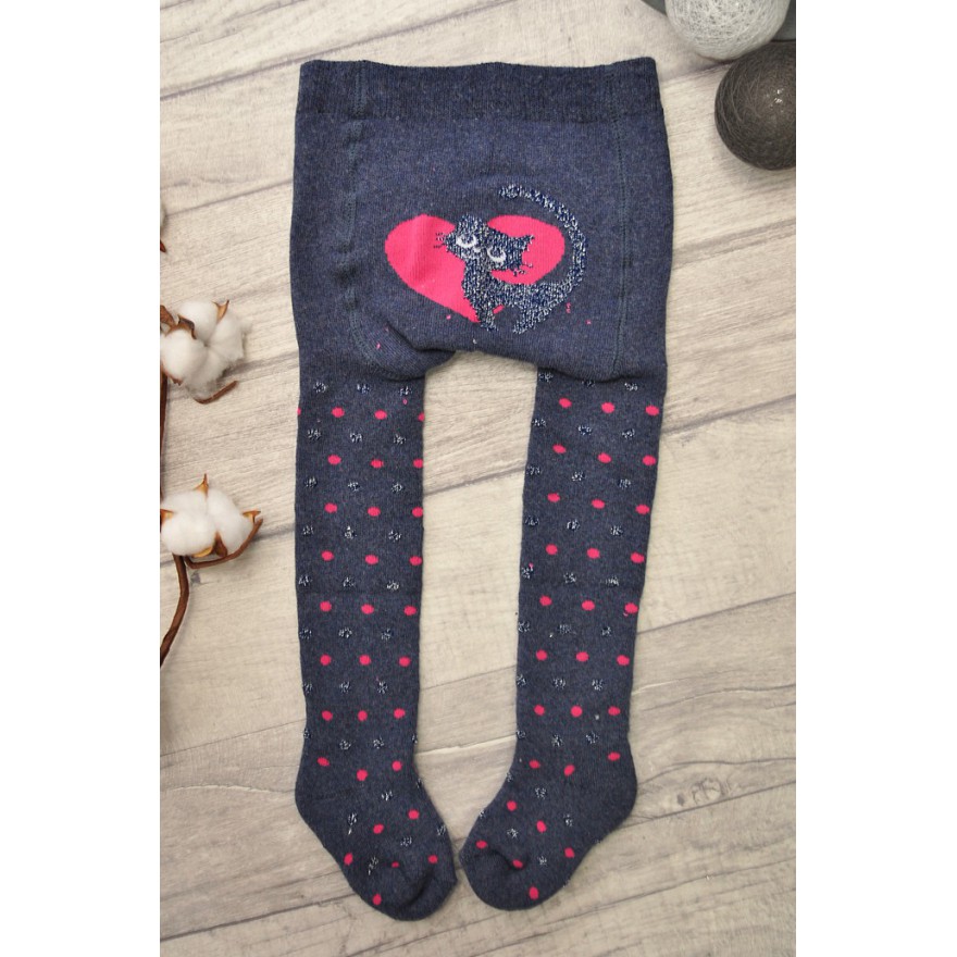 RAJSTOPY frotte granatowe z kotkiem wzór 512