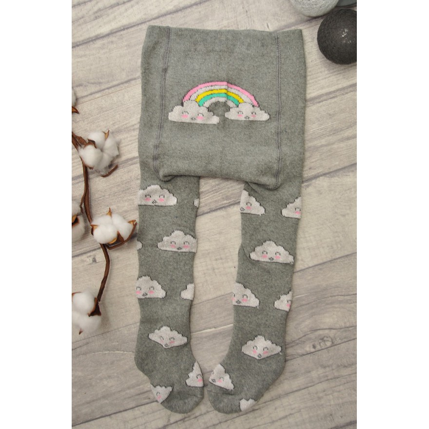 RAJSTOPY frotte szare w chmurki wzór 510