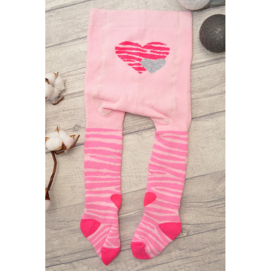 RAJSTOPY frotte różowe z sercem wzór 550