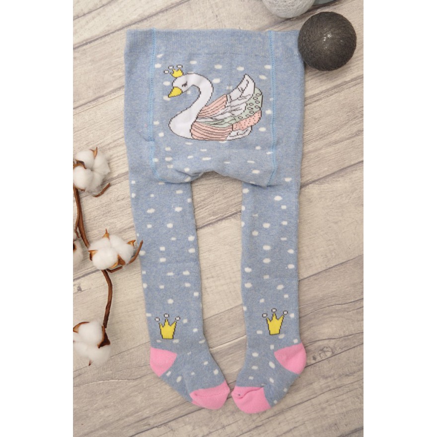 RAJSTOPY bawełniane niebieskie z łabędziem wzór 507
