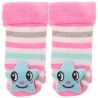 Skarpety frotte z grzechotką dziewczęce skarpetki w paski z gwiazdką