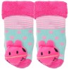 Skarpety frotte z grzechotką dziewczęce skarpetki róż-mięta z różowym konikiem