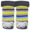 Skarpety frotte z grzechotką chłopięce skarpetki paski neon z misiem