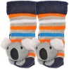Skarpety frotte z grzechotką chłopięce skarpetki w paski z misiem koala
