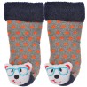 Skarpety frotte z grzechotką chłopięce skarpetki szare w gwiazdki z misiem