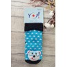 Skarpety frotte z grzechotką chłopięce skarpetki niebieskie w gwiazdki z misiem
