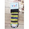 Skarpety frotte z grzechotką chłopięce skarpetki paski neon z misiem