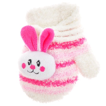 Zimowe rękawiczki frotte z maskotką KrólikB