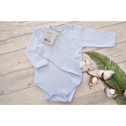 Niebieskie BODY kopertowe z długim rękawem