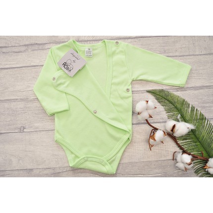 Pistacjowe BODY kopertowe z długim rękawem