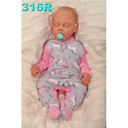 Pajac pajacyk bawełniany różowo-szary w jednorożce wzór 316R