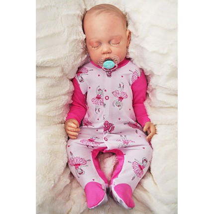 Pajac pajacyk bawełniany amarantowo-różowy w baletnice wzór 365A