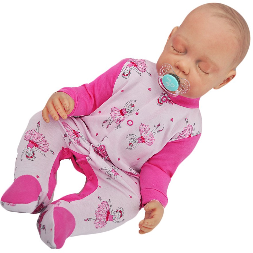 Pajac pajacyk bawełniany amarantowo-różowy w baletnice wzór 365A