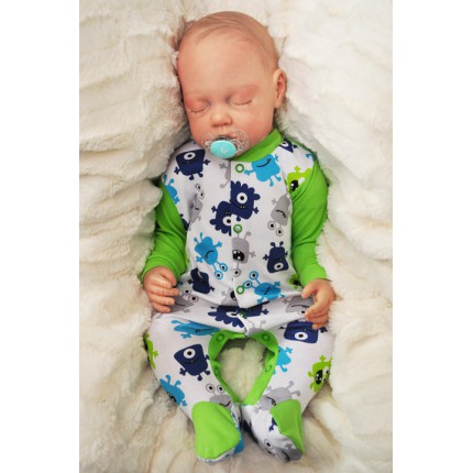 Pajac pajacyk bawełniany trawiasto-biały w ufoludki wzór 217TR