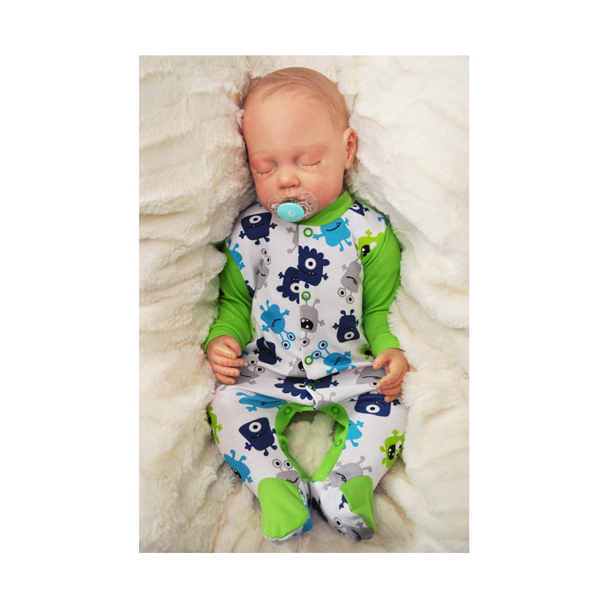 Pajac pajacyk bawełniany trawiasto-biały w ufoludki wzór 217TR