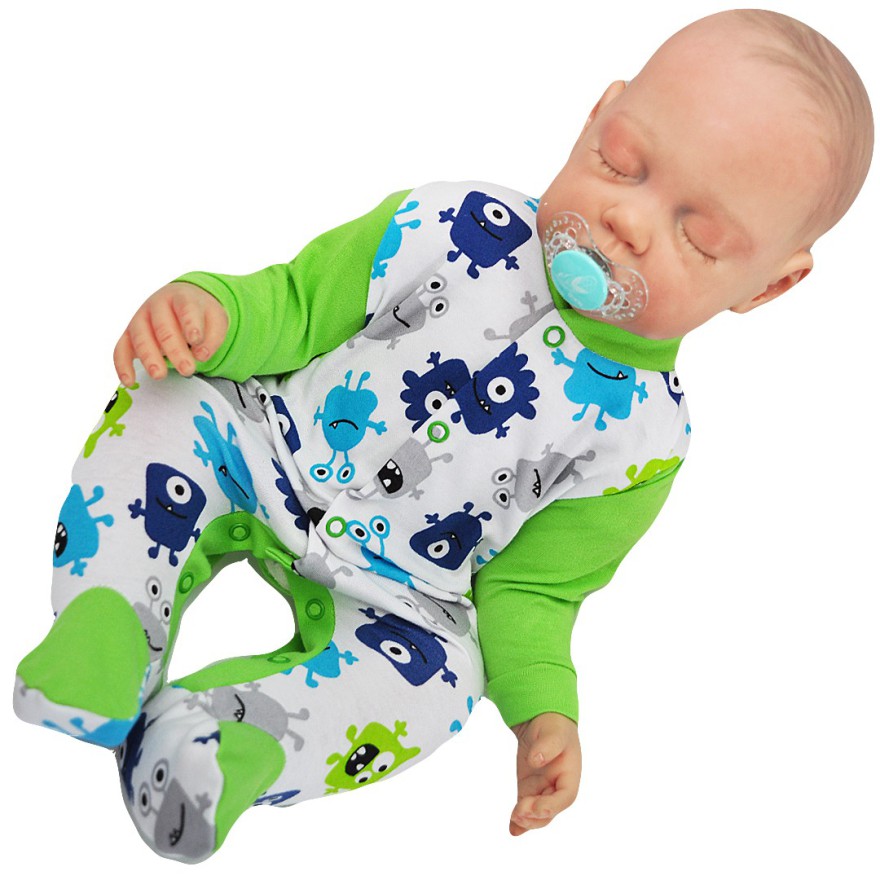 Pajac pajacyk bawełniany trawiasto-biały w ufoludki wzór 217TR