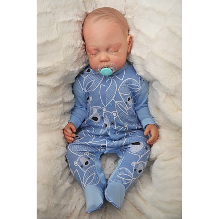 Pajac pajacyk bawełniany niebieski w misie wzór 187N