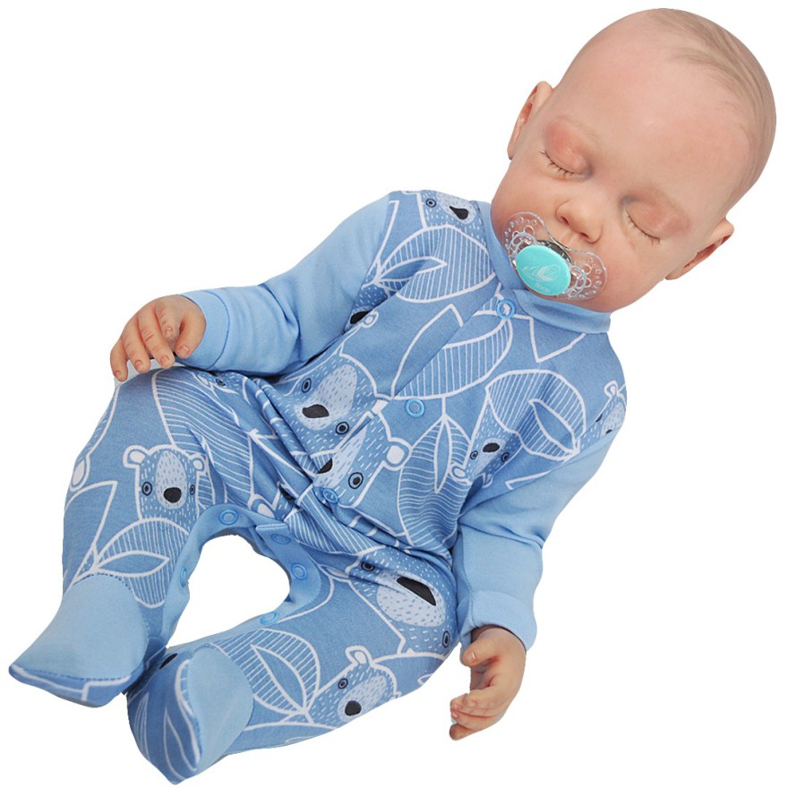 Pajac pajacyk bawełniany niebieski w misie wzór 187N