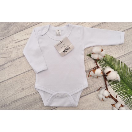 Białe BODY z długim rękawem