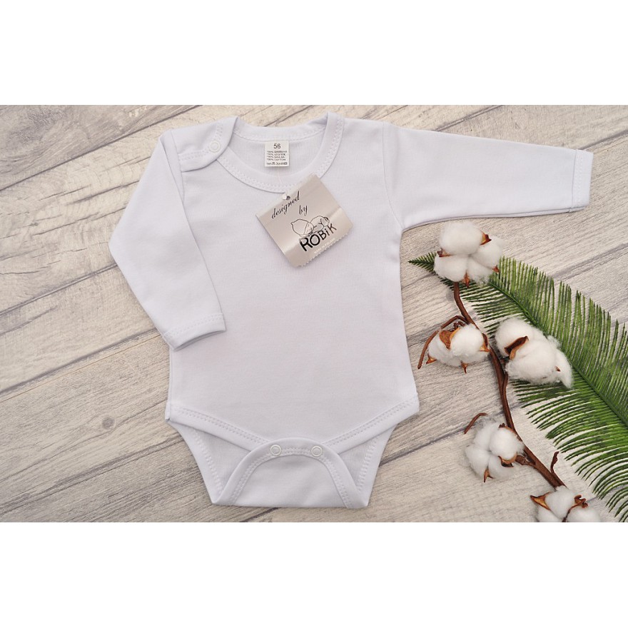 Białe BODY z długim rękawem