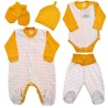 WYPRAWKA dla noworodka do szpitala 5 części musztardowa w gwiazdki wzór 214MU