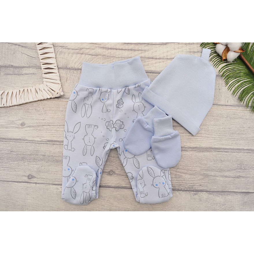 WYPRAWKA dla noworodka do szpitala 5 części niebieska w króliki wzór 220N