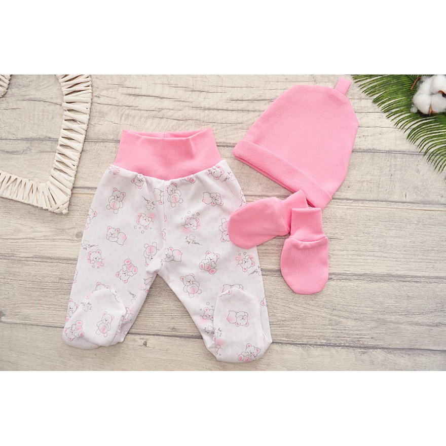 WYPRAWKA dla noworodka do szpitala 5 części różowa w misie wzór 366R