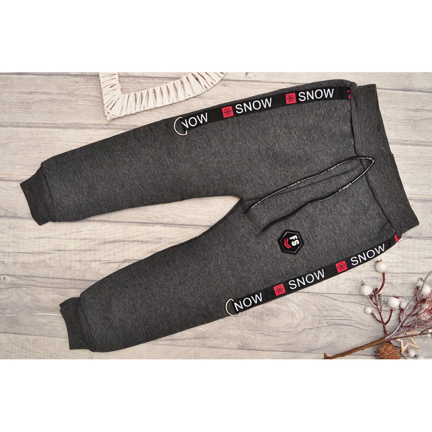 Szare SPODNIE ocieplane chłopięce spodenki dresowe SNOW