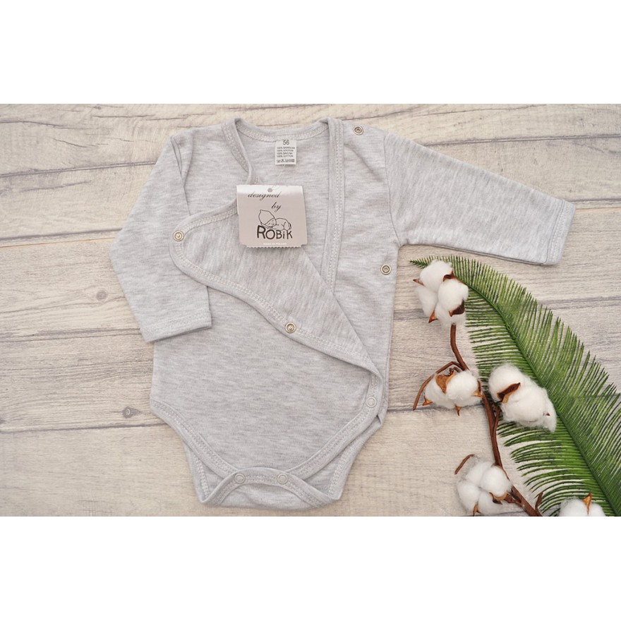 Szare BODY kopertowe z długim rękawem