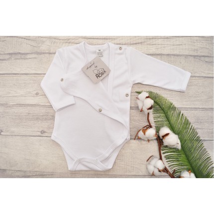 Białe BODY kopertowe z długim rękawem
