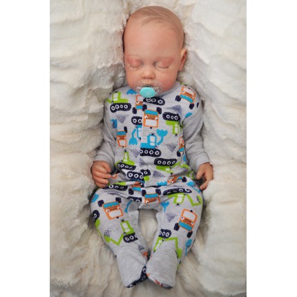 Pajac pajacyk bawełniany szary w koparki r.50 WCZEŚNIAK wzór 218S