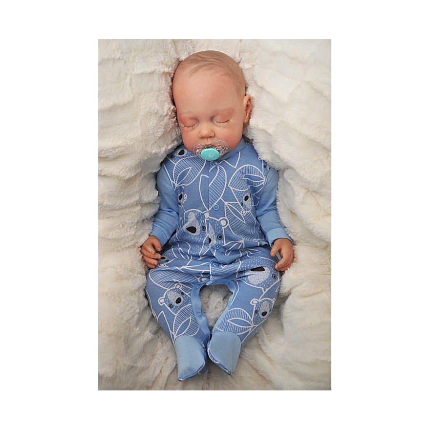 WCZEŚNIAK pajac pajacyk bawełniany niebieski w misie r.50 wzór 187N